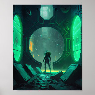 Virtuelle Realität im Cyberpunk Poster