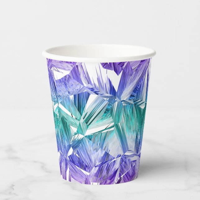 virtuelle Realität Kristall auf Weiß : Pappbecher (Vorderseite)