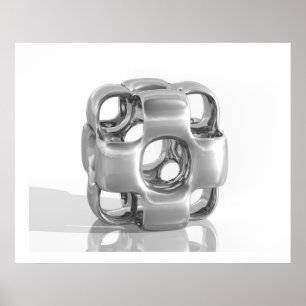 Virtuelle Skulptur aus kubiertem, poliertem Alumin Poster