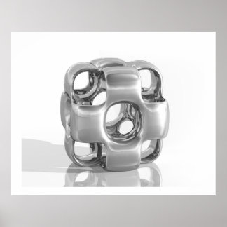 Virtuelle Skulptur aus kubiertem, poliertem Alumin Poster