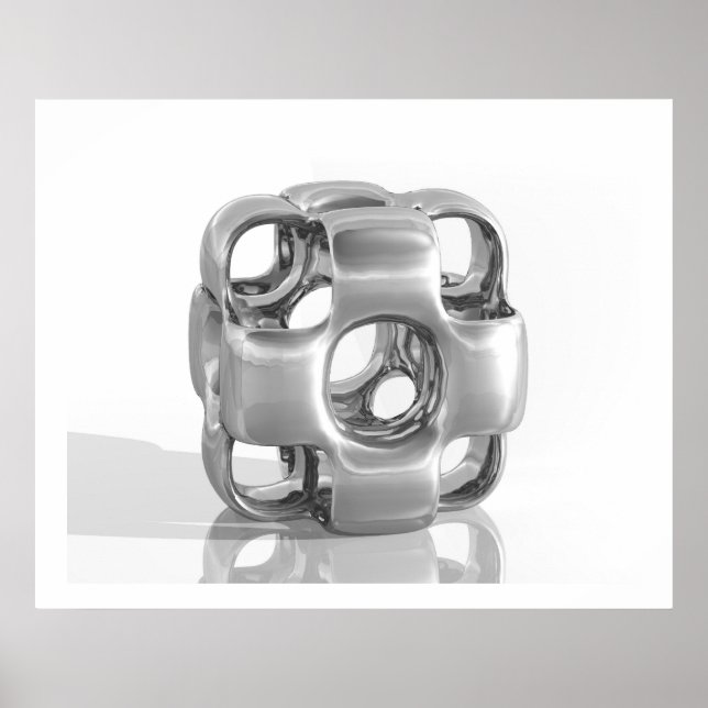 Virtuelle Skulptur aus kubiertem, poliertem Alumin Poster (Vorne)