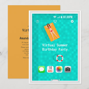 Virtuelle Sommer-Geburtstags-Einladung Einladung