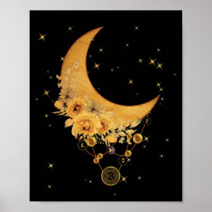 Virtuelle Währung auf dem Mond Spirituelle Grafik Poster