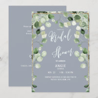 Virtuelle Zoom-Brautparty Foliage Dusty Blue Invi