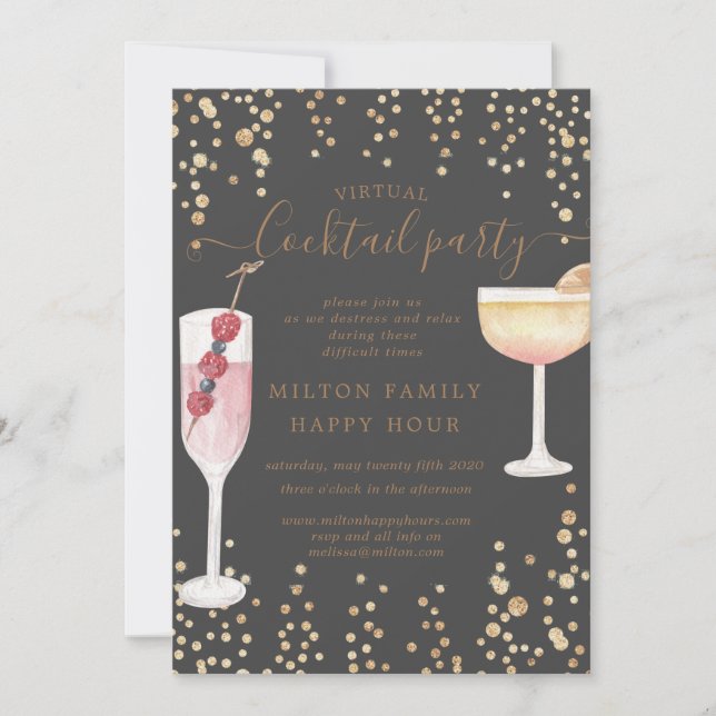 virtueller Cocktail-Party Einladung (Vorderseite)