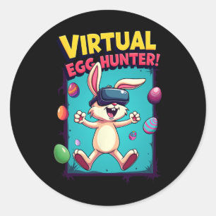 Virtueller Ei-Jäger - Lustiger Gamer Bunny Vr Oste Runder Aufkleber