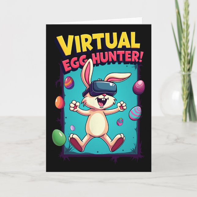 Virtueller Ostereier-Jäger - Lustiger Gamer-Bunny  Karte (Vorderseite)