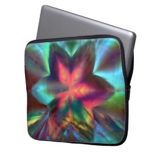 Virtueller Schmutz über Blume Kaleidoskop-Feuerora Laptopschutzhülle
