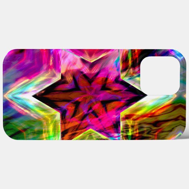 Virtueller Stern mit Rändern in bunten Neontönen Case-Mate iPhone Hülle (Rückseite (Horizontal))