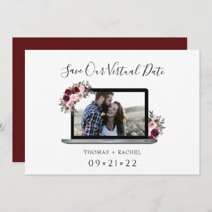 virtuelles Hochzeitklappenfolien für Bordeaux-Blum Save The Date