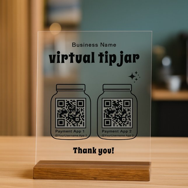 Virtuelles Trinkgeldglas mit 2 QR-Code Acrylschild (Von Creator hochgeladen)