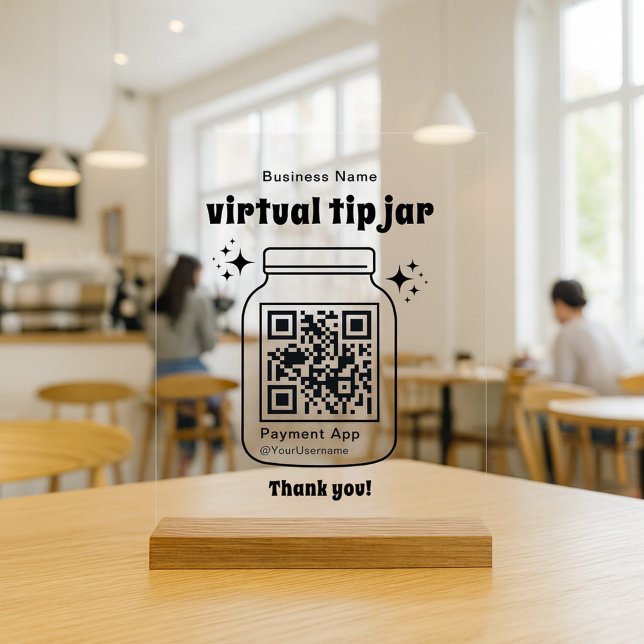 Virtuelles Trinkgeldglas mit QR-Code Acrylschild (Von Creator hochgeladen)