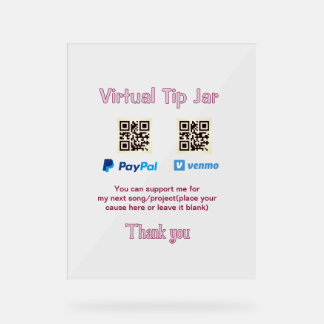 Virtuelles Trinkgeldglas QR-Code Geldspende PayPal Acrylschild
