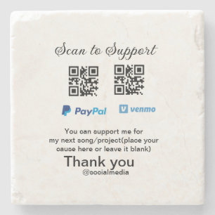 Virtuelles Trinkgeldglas QR-Code Geldspende PayPal Steinuntersetzer