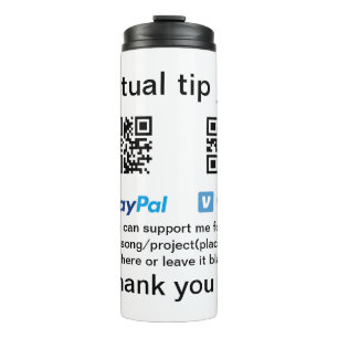 Virtuelles Trinkgeldglas QR-Code Geldspende PayPal Thermosbecher