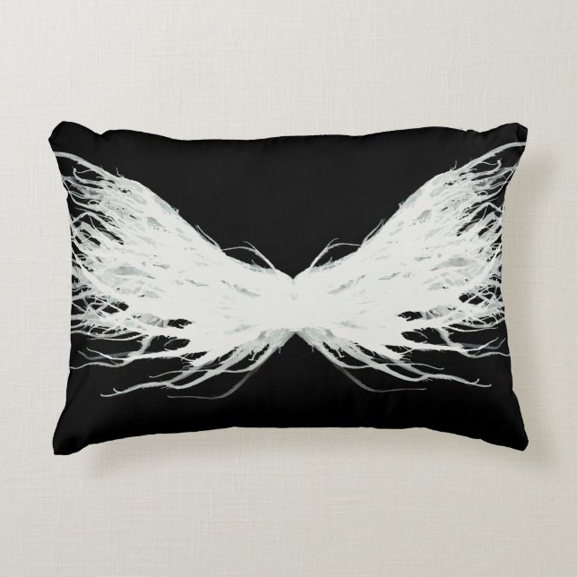Virtues Abstract White Wings Alcohol Ink Art Dekokissen (Vorderseite)