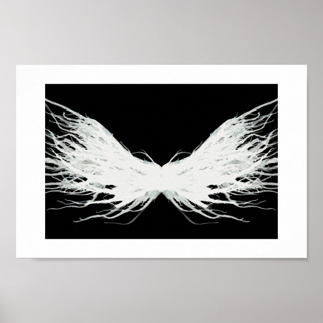 Virtues Abstract White Wings Alcohol Ink Art Poster (Vorne)