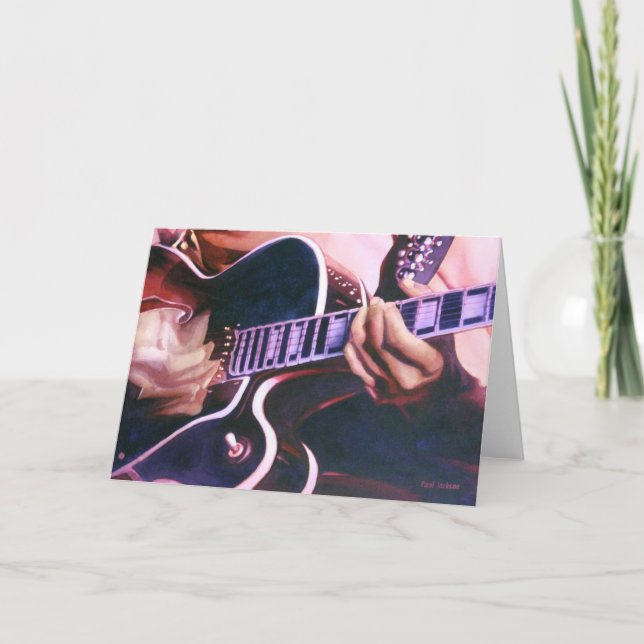 "Virtuoso" Gitarrenspieler Wasserfarbe Karte (Vorderseite)