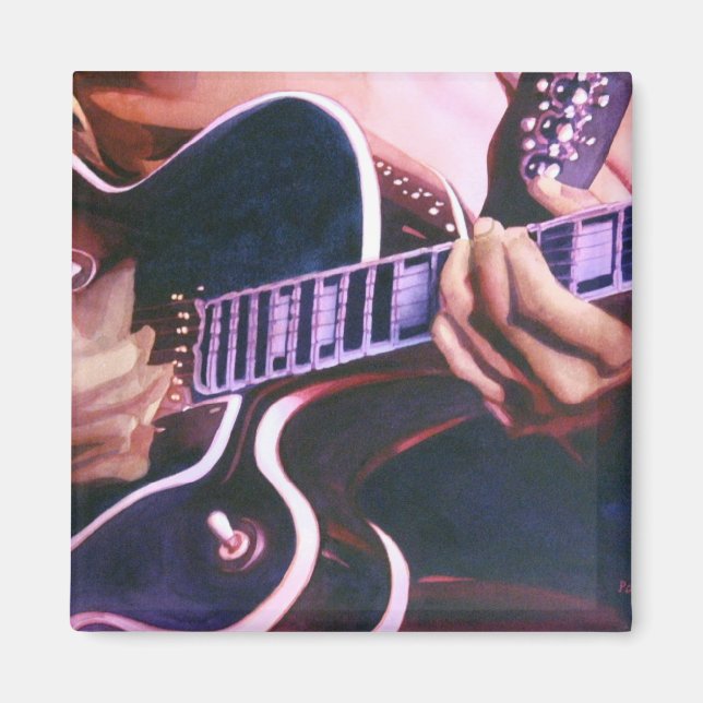 "Virtuoso" Gitarrenspieler Wasserfarbe Magnet (Vorne)