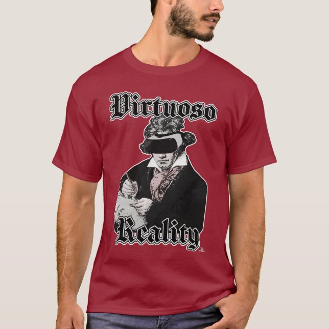 Virtuoso Realität Funny High Tech Beethoven T-Shirt (Vorderseite)
