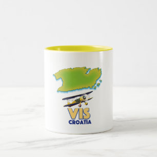 Vis Croatia Karte Zweifarbige Tasse