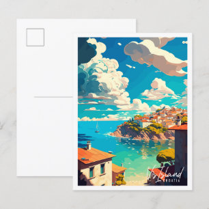Vis Insel Kroatien Vintage-Reiseillustration Postkarte