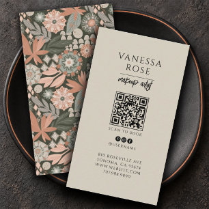 Visagist Dusty Terracotta Sage Grau QR-Code Visitenkarte
