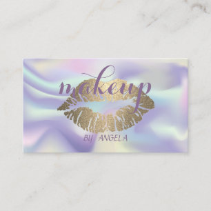 Visagist Elegante Glitzernde Lippen Holografisch Visitenkarte