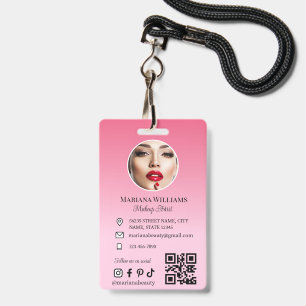 Visagist Foto-QR-Code rosa kleines Unternehmen Ausweis