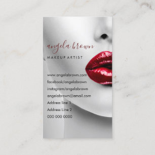 Visagist Foto rote Lippen Lippenstift Gloss Visitenkarte