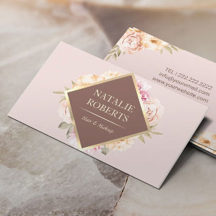 Visagist Friseursalon Vintage Floral Blush Rosa Visitenkarte