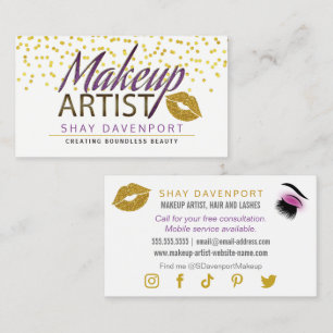 Visagist Haare und Wimpern Faux Glitter Visitenkarte