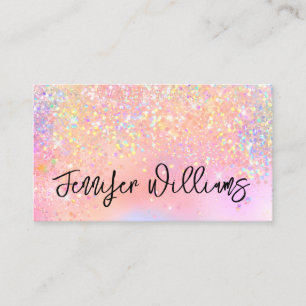 Visagist Holografisches Glitter-Script Pastell Visitenkarte