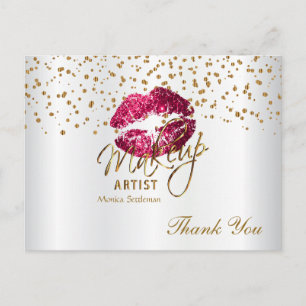 Visagist Hot Pink Lippen auf Weiß Postkarte