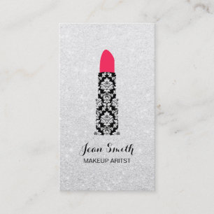 Visagist Lippenstift Schönheitssalon Silber Glitte Visitenkarte