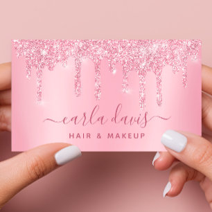 Visagist Pink Drips Sparkle Lash Salon Visitenkarte