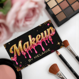 Visagist pink Gold-Tropfen Trendige schwarze Glitt Visitenkarte