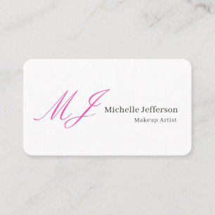 Visagist Pink Monogram Schwarz Weiß Serif-Schrifta Visitenkarte