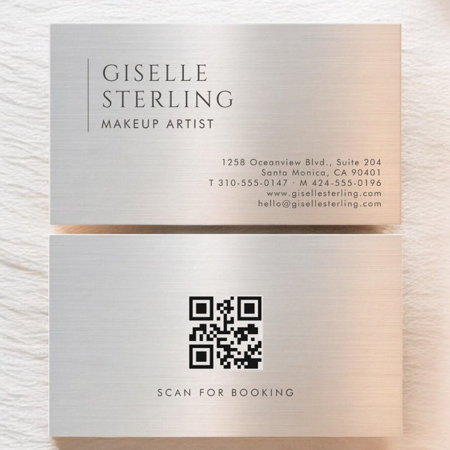 Visagist QR-Code gebürstetes Metall Visitenkarte (Von Creator hochgeladen)