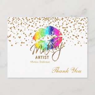 Visagist  Regenbogenlippen auf Weiß Postkarte