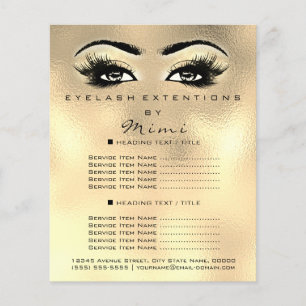 Visagist Schönheitssalon Wimpern Flyer Faux Gold