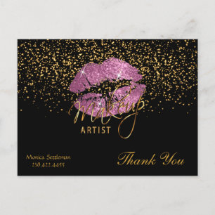 Visagist  So Rosa Lippen auf Schwarz Postkarte