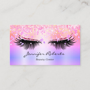 Visagist Wimpern Holografischer Glitter QR Pink Visitenkarte