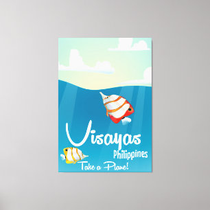 Visayas, Philippinen Cartoon-Reiseplakat Leinwanddruck