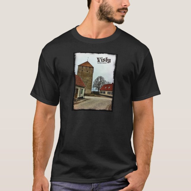 Visby, Turm Gotland, Schweden mit dunkler Grenze T-Shirt (Vorderseite)