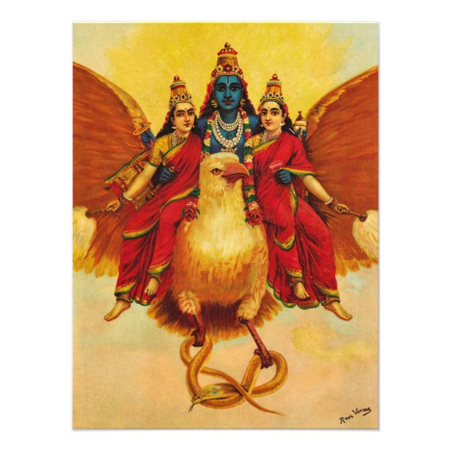 Vishnu, Garuda, Vahana von Raja Ravi Varma Fotodruck (Vorne)