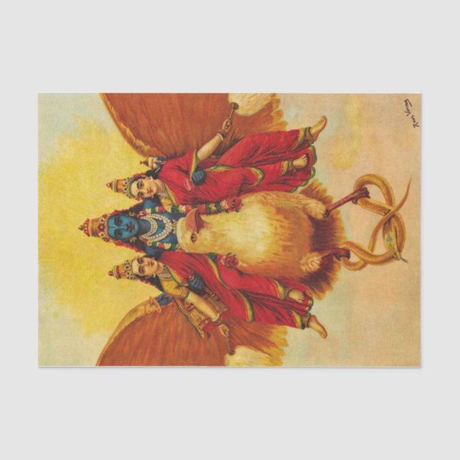 Vishnu, Garuda, Vahana von Raja Ravi Varma Seidenpapier (Vorderseite)