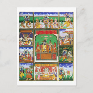 Vishnu im Zentrum seiner zehn Avatare, Jaipur, R Postkarte