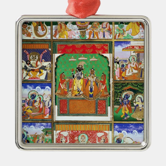 Vishnu in der Mitte seiner zehn Avataras, Jaipur, Silbernes Ornament (Vorne)