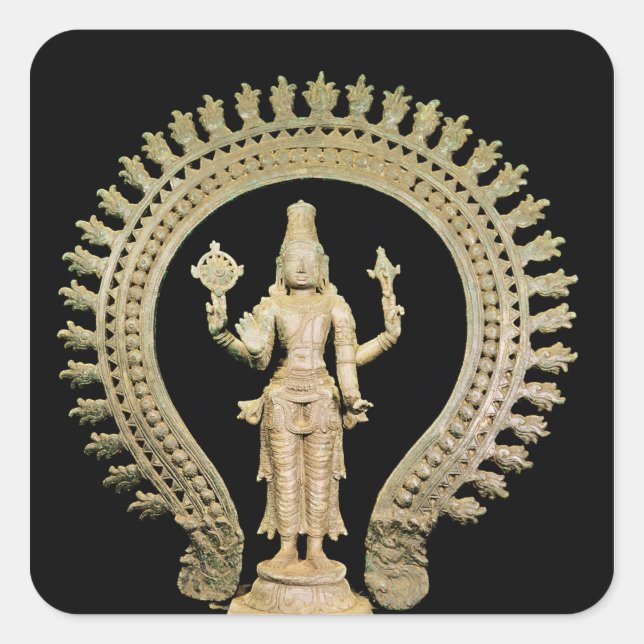 Vishnu, Late Chola Quadratischer Aufkleber (Vorderseite)